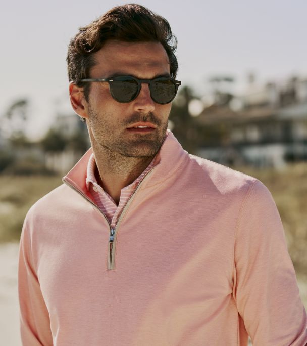 Perth Sugar Stripe Performance Quarter-Zip | Men's Pullovers