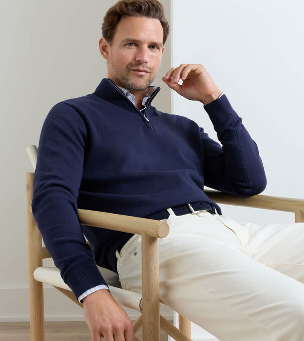 Coolspun Lite Cotton Quarter-Zip Jumper - Alternate Image 1