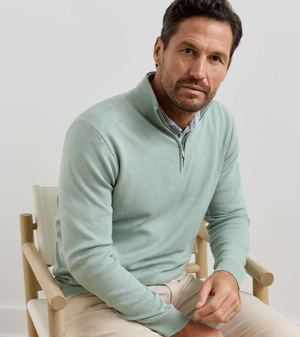 Coolspun Lite Cotton Quarter-Zip Jumper - Alternate Image 1