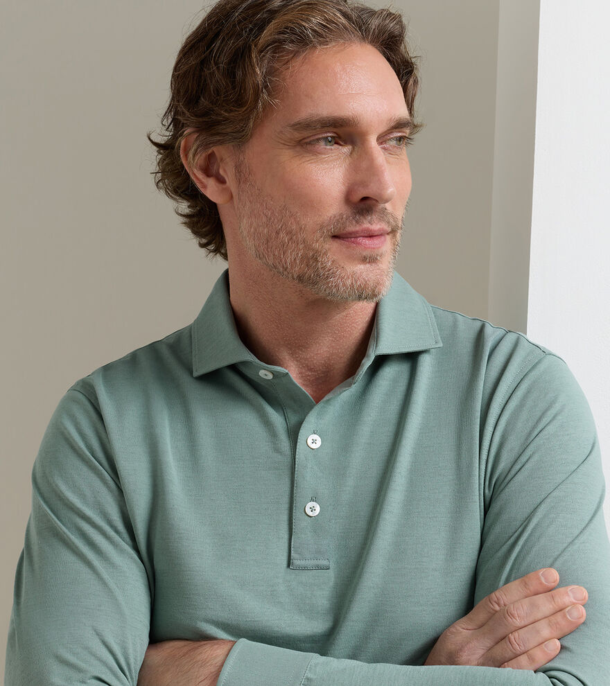 Cool Cotton Long-Sleeve Polo image number 4