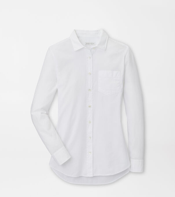 Garment-Dyed Cotton Button Up Blouse