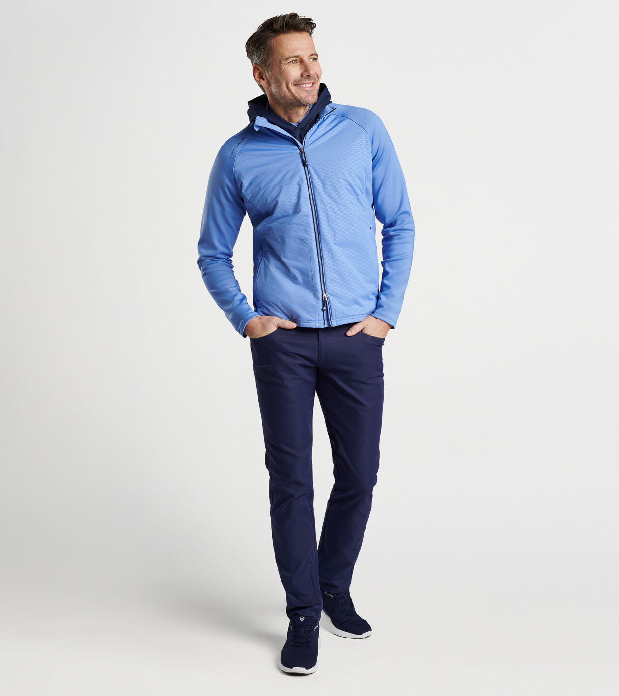 Merge stretch full zip hybrid top jacket