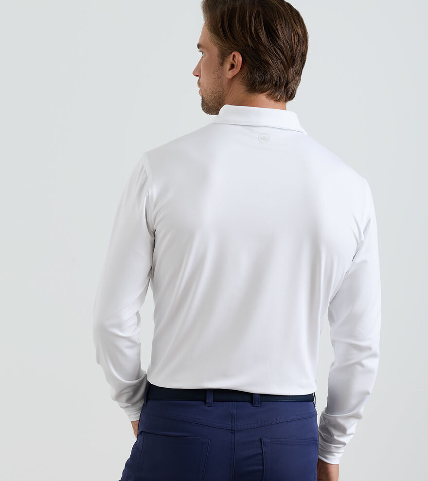 Solid Stretch Jersey Long Sleeve Polo - Alternate Image 2