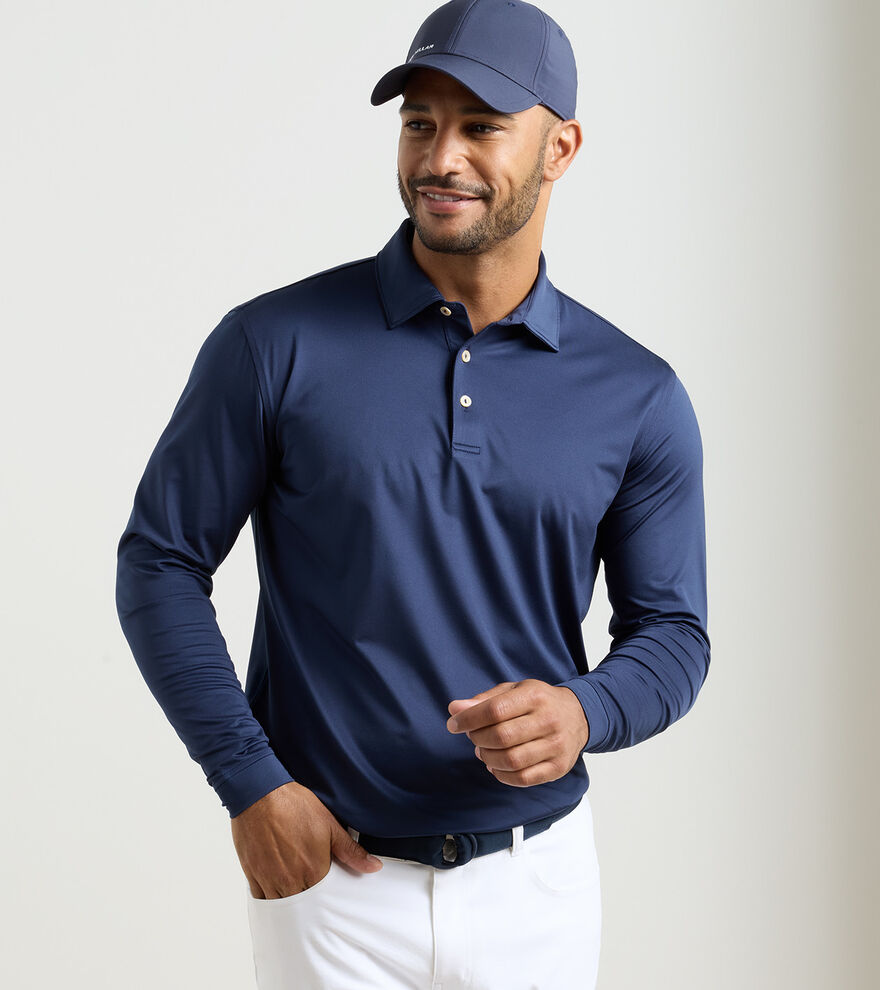 Solid Stretch Jersey Long Sleeve Polo - Alternate Image 1