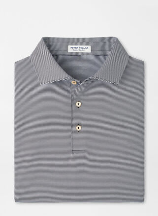 Peter Millar Jubilee Stripe Performance Polo In Black