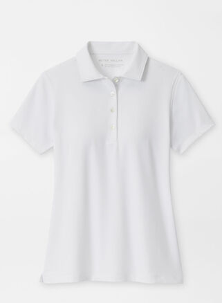 Peter Millar Women's Short Sleeve Button Polo In White