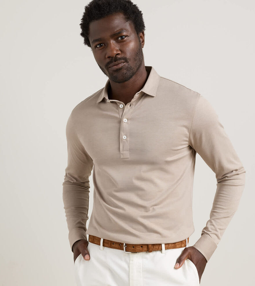 Ashby Silk Cotton Long-Sleeve Polo - Alternate Image 3