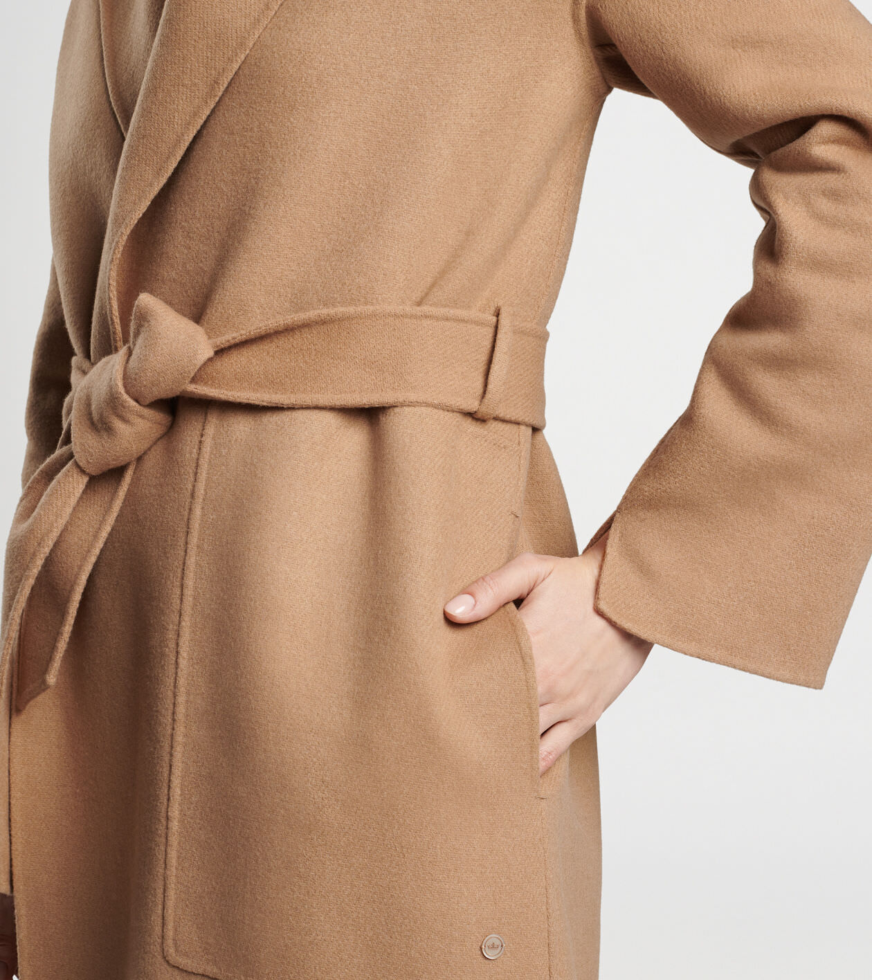 Women's long belted coat sale