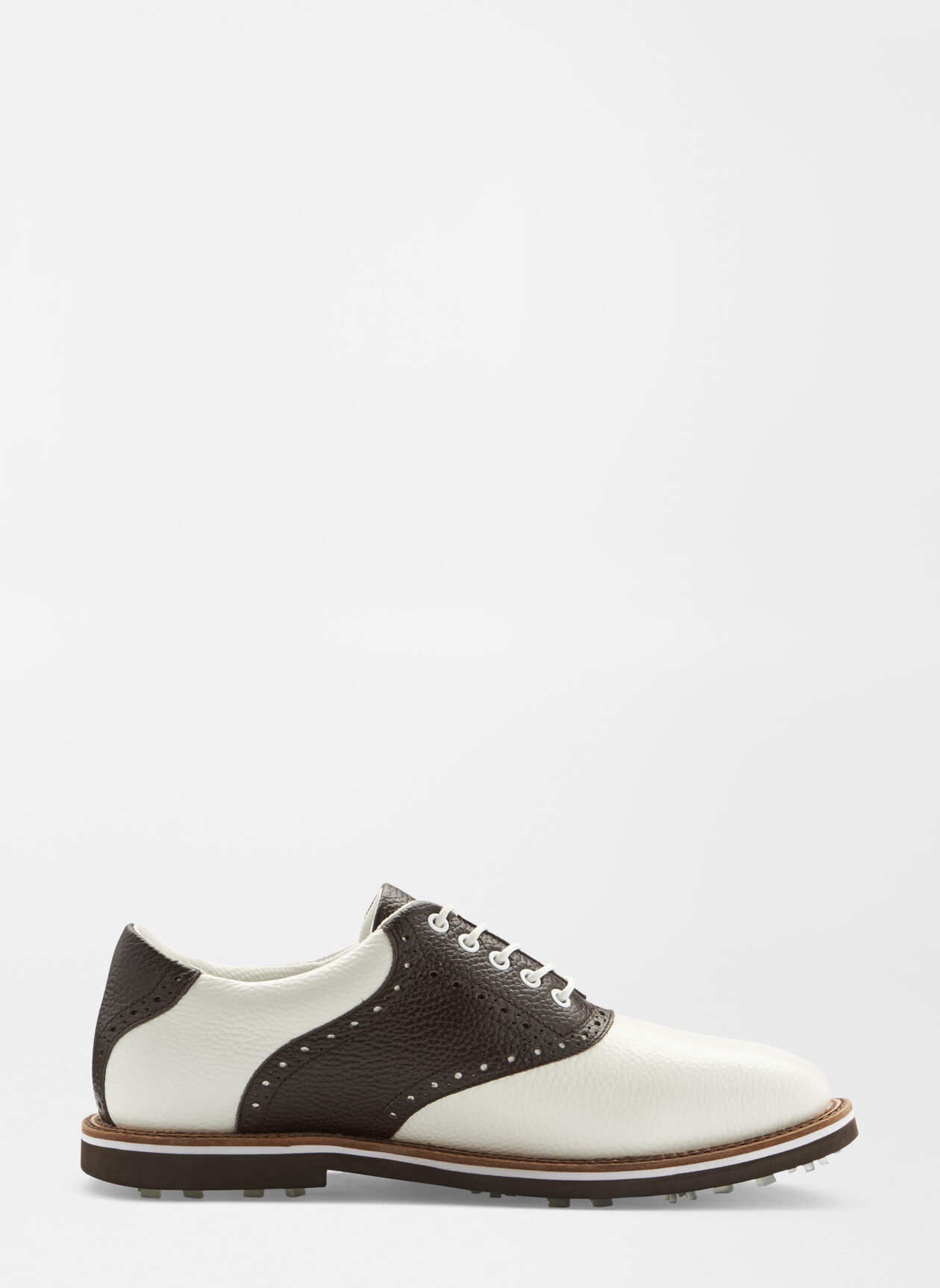 Mens black and new arrivals white saddle golf shoes