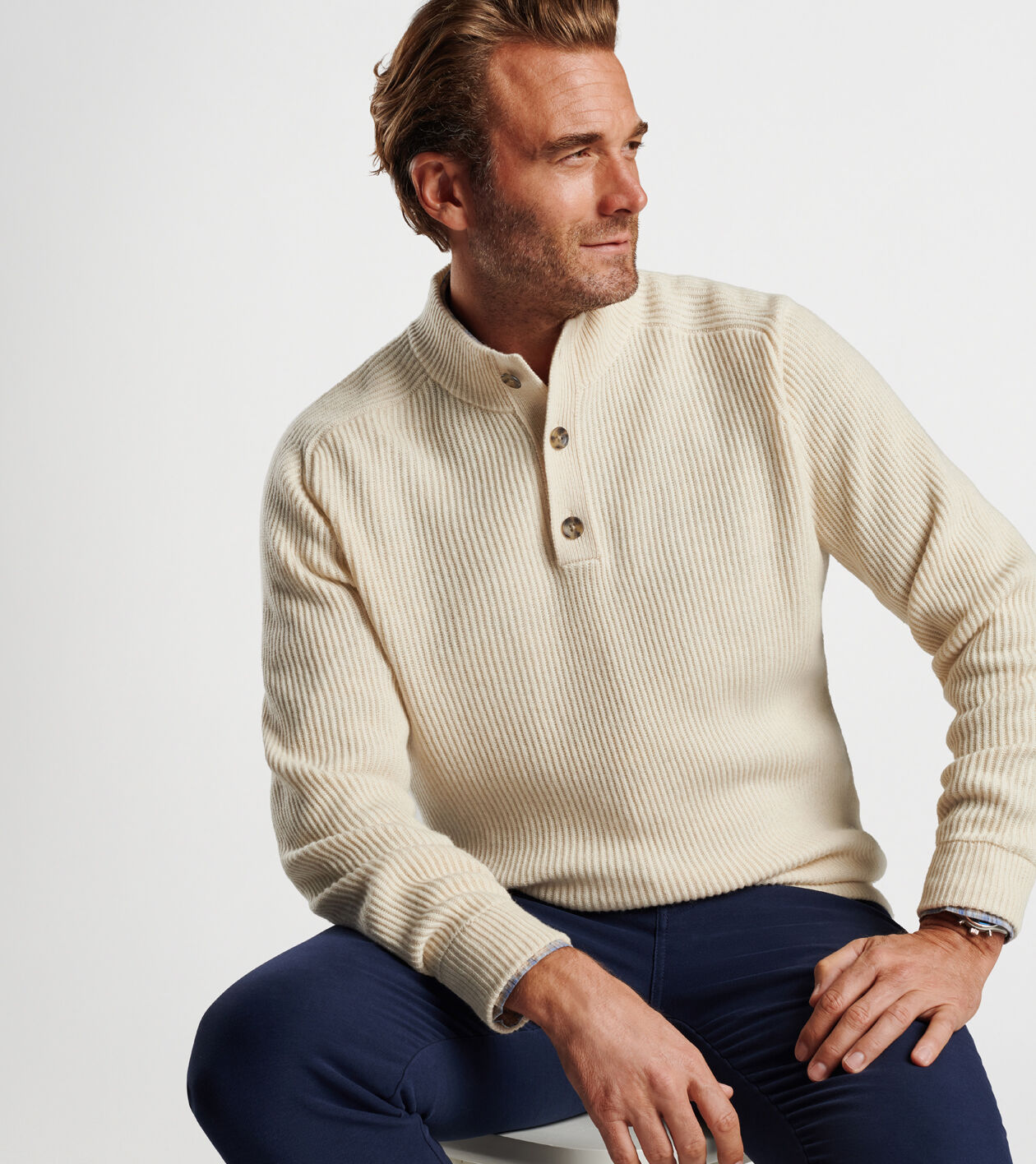 Men's 3 button best sale mock neck sweater