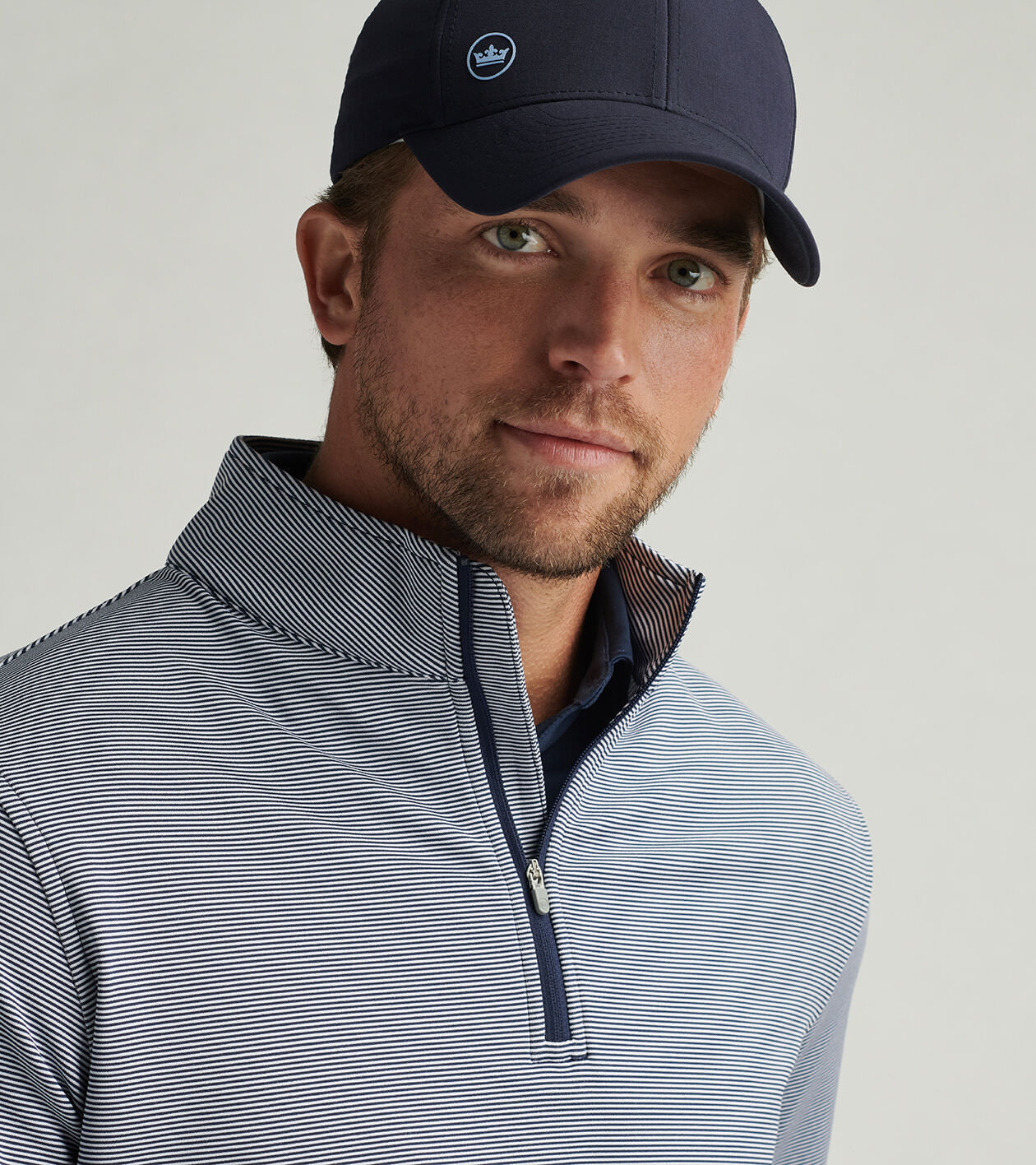 Striped quarter zip on sale