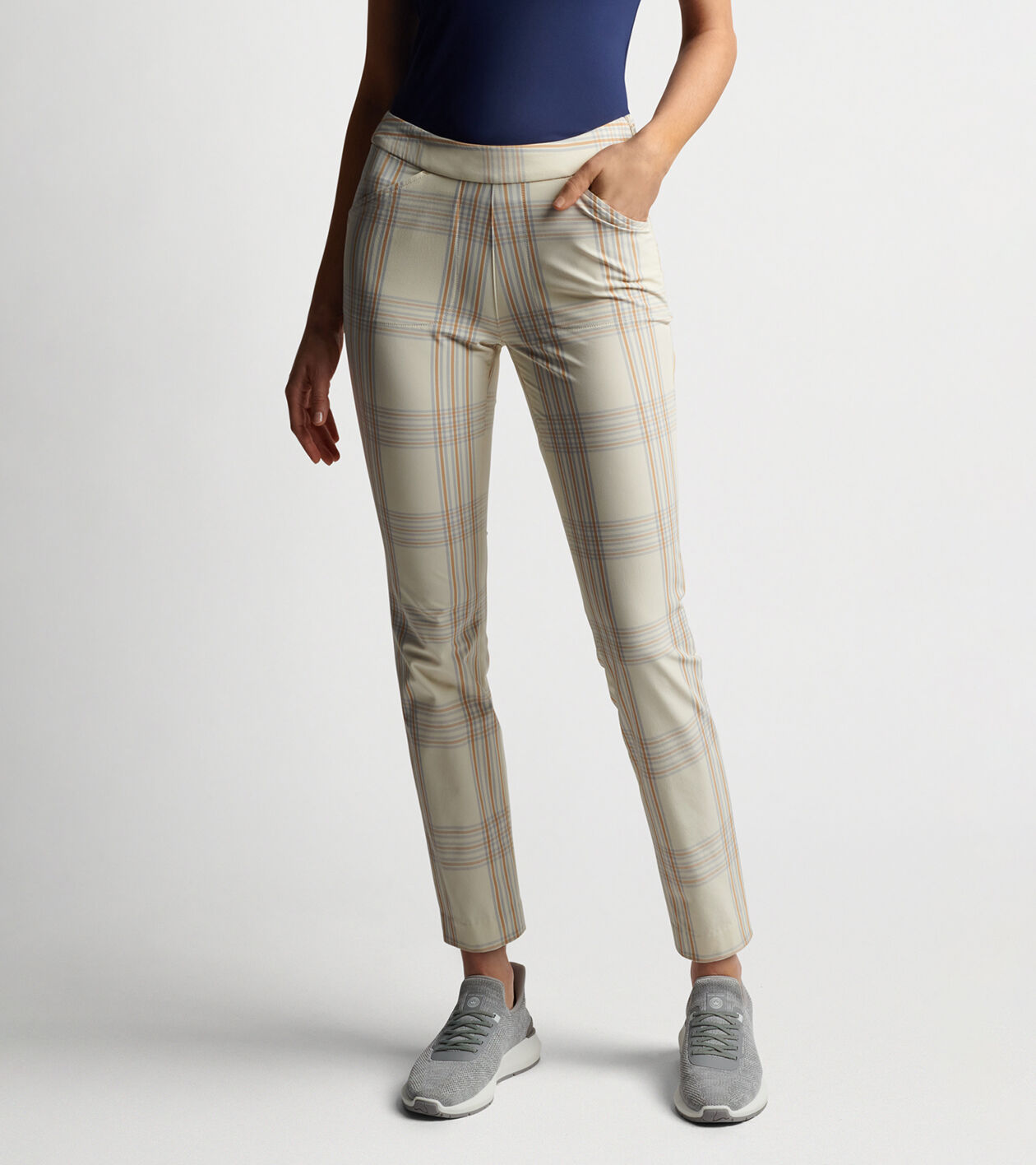 Plaid trouser top pants womens