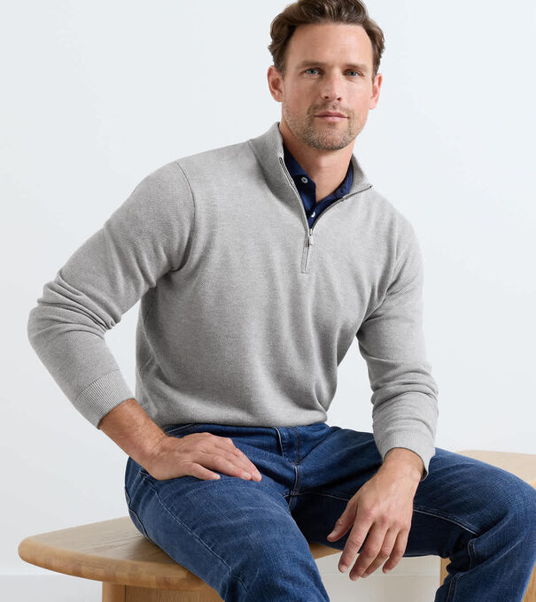 Coolspun Lite Birdseye Quarter Zip Jumper - Alternate Image 1