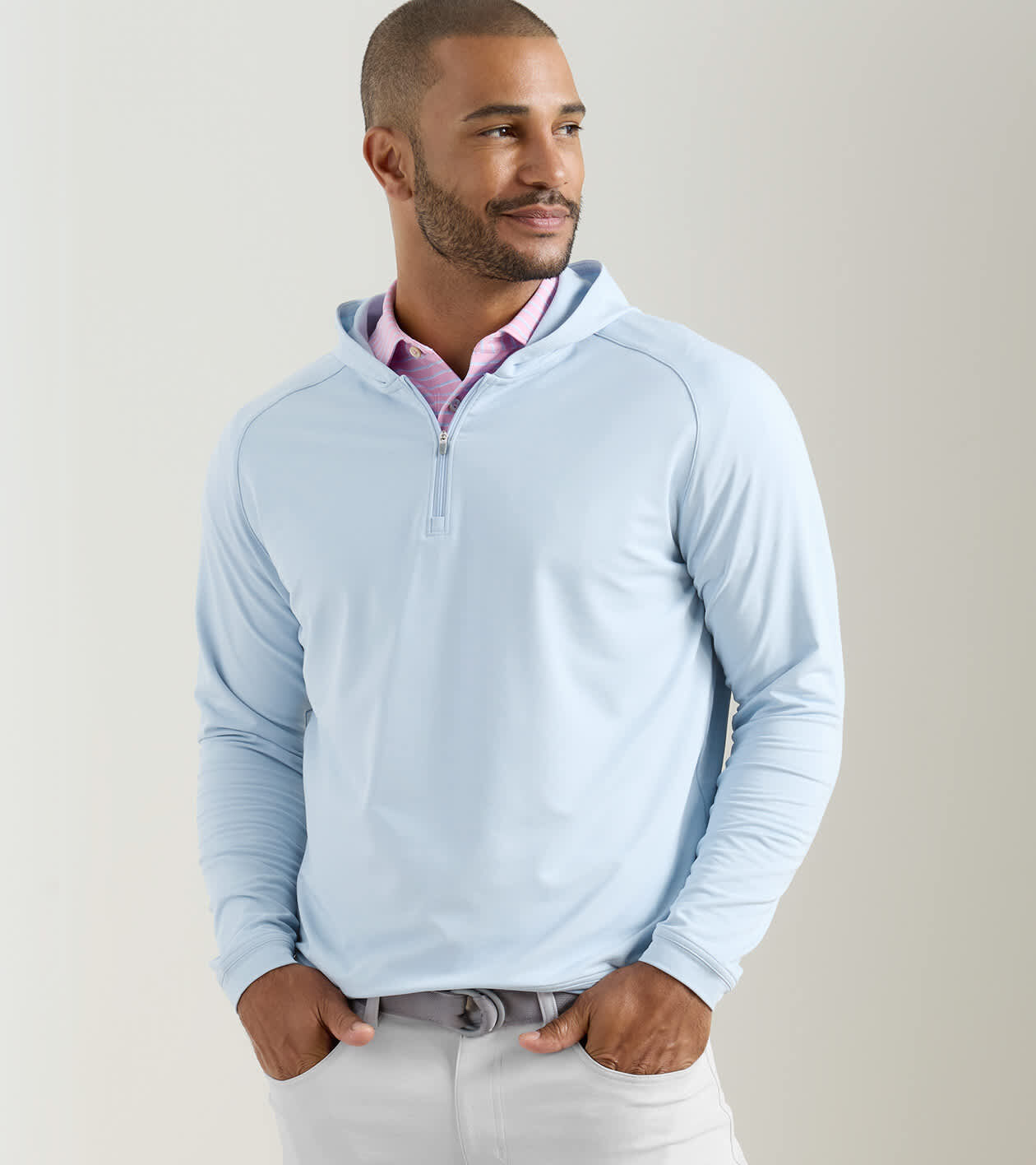 Pine Performance Quarter-Zip Hoodie | Men's Hoodies | Peter Millar
