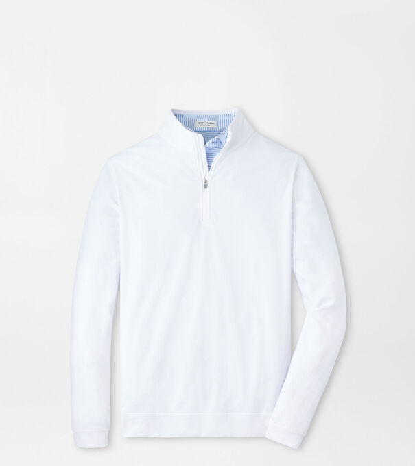 Peter Millar Men's Perth Cross-Hatch Performance Quarter-Zip Pullover Sweater - White