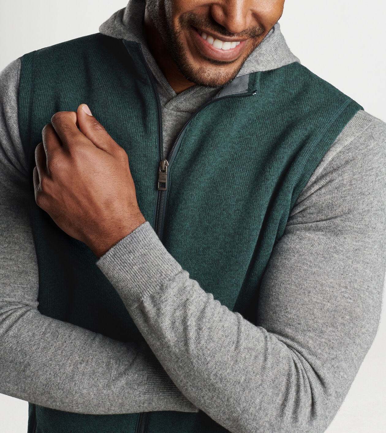 Mens grey fleece vest best sale