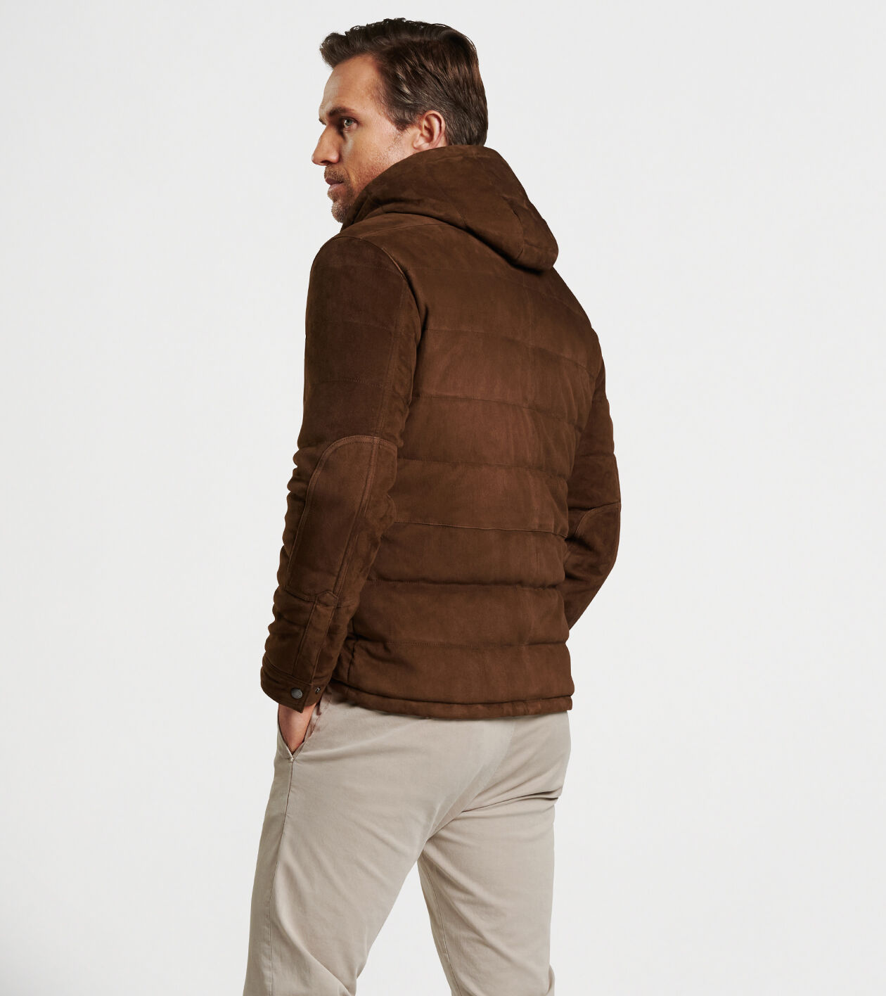 Excursionist Flex Suede Hooded Bomber