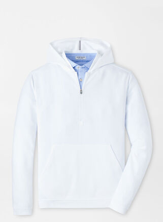 Peter Millar Grid Performance Half-zip Hoodie In White