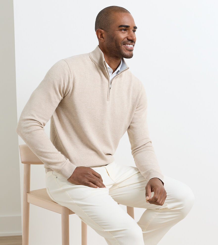 Coolspun Lite Cotton Quarter-Zip Jumper image number 2