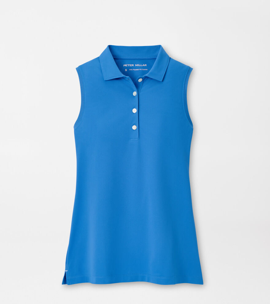 Women's Banded Sport Mesh Sleeveless Button Polo image number 1