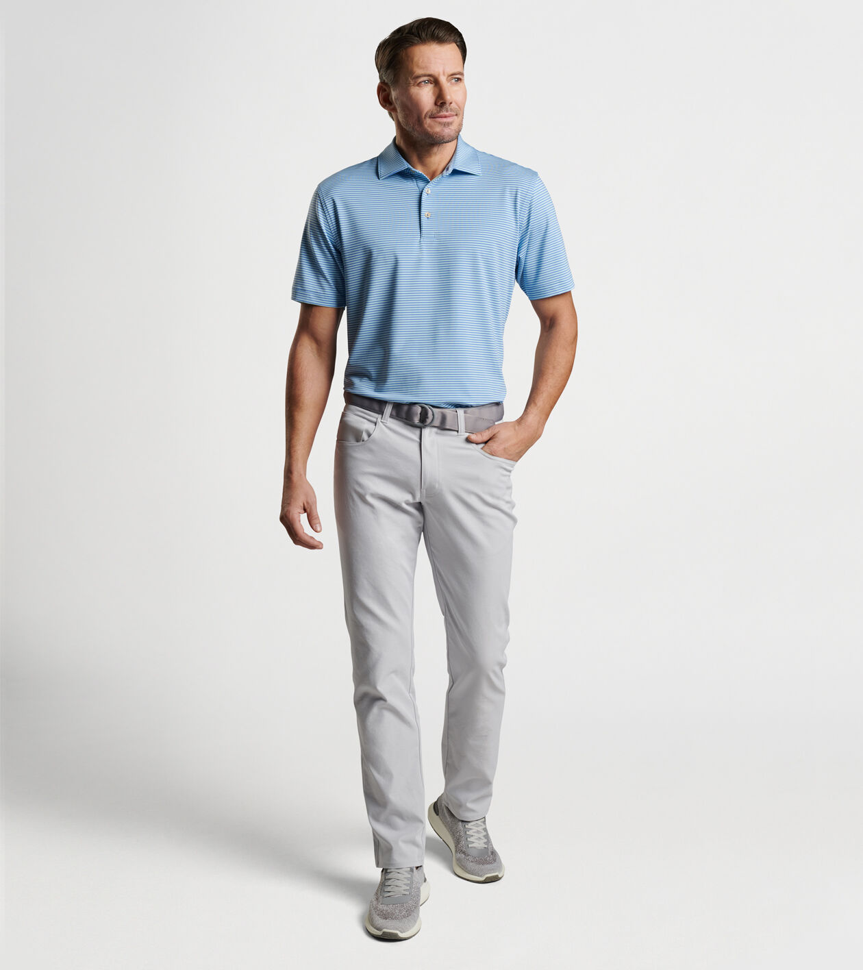 Grey pants discount blue polo