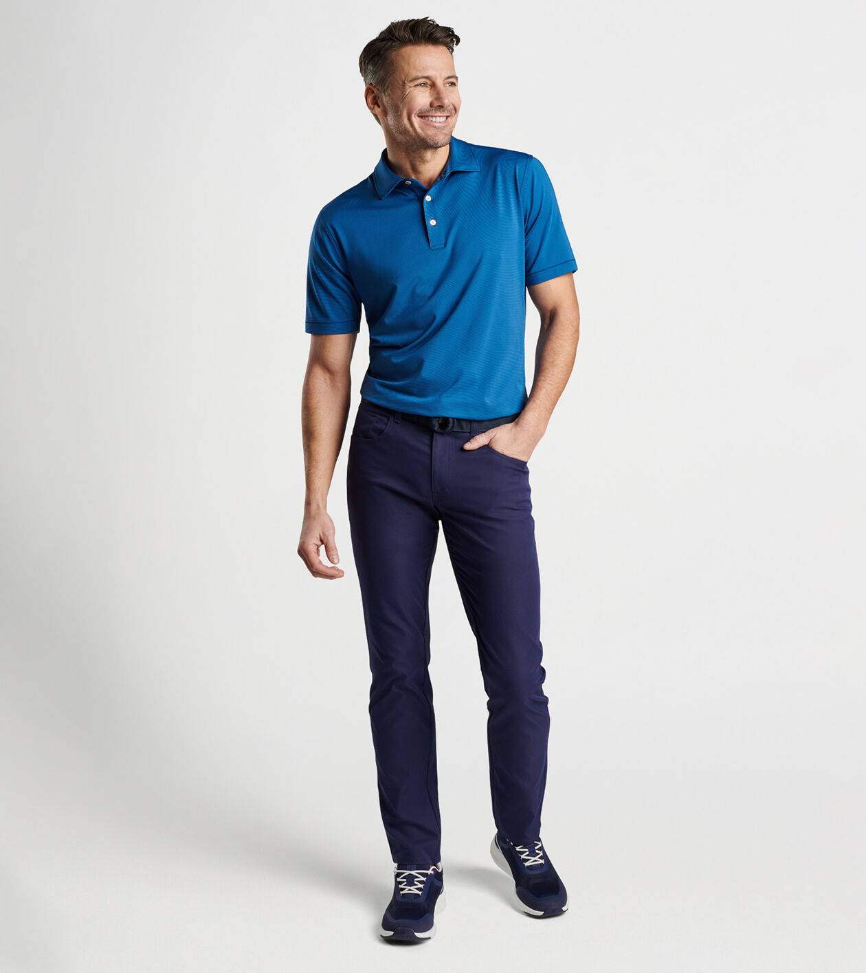 Grey polo sales blue pants