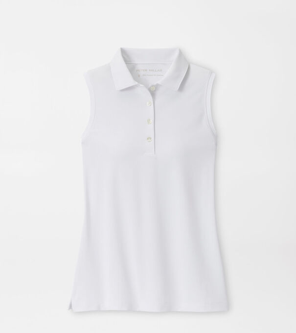 Women's Banded Sport Mesh Sleeveless Button Polo