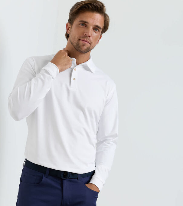 Solid Stretch Jersey Long Sleeve Polo - Alternate Image 1