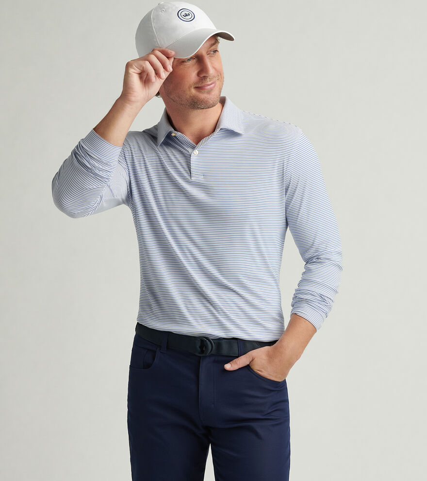 Featherweight Long-Sleeve Stripe Polo - Alternate Image 1