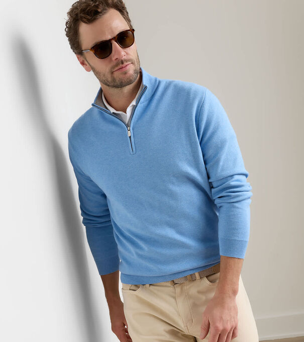 Coolspun Lite Cotton Quarter-Zip Jumper - Alternate Image 1