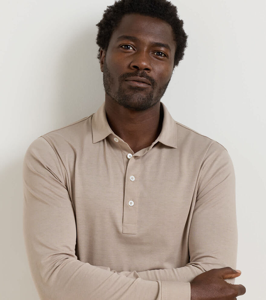 Ashby Silk Cotton Long-Sleeve Polo - Alternate Image 4