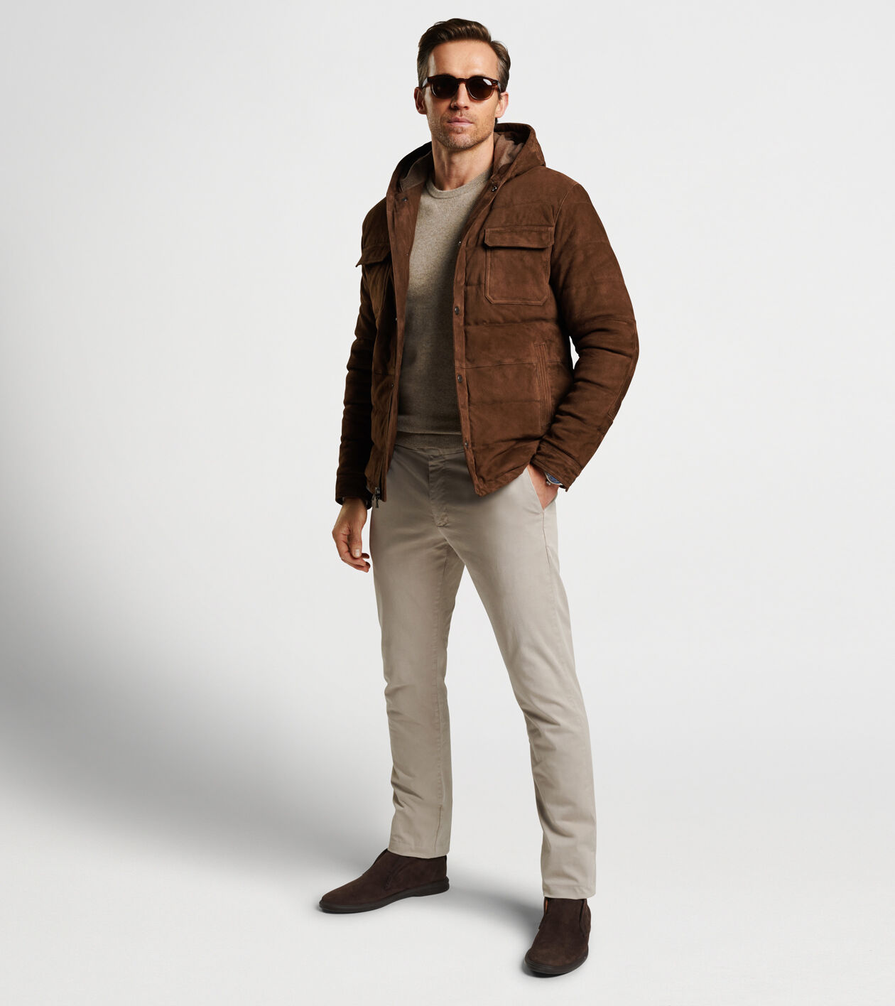 Suede hooded jacket deals men's
