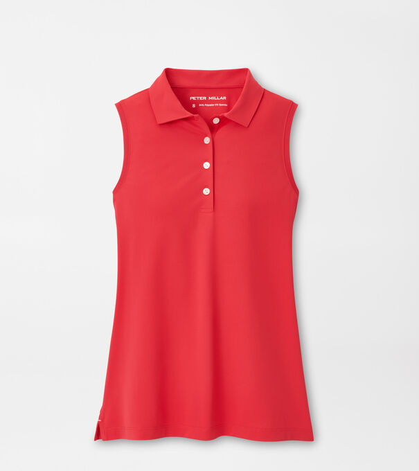 Women's Banded Sport Mesh Sleeveless Button Polo
