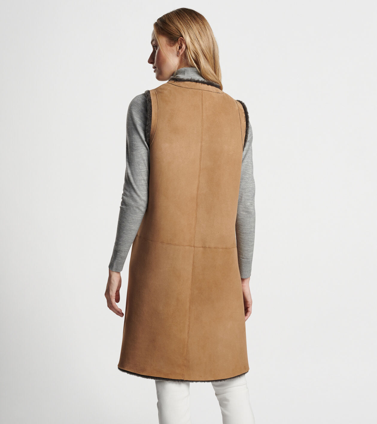 Amelie Reversible Shearling Long Gilet Women s Gilets Peter Millar