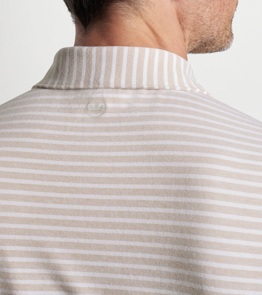Albatross Stipe Cotton Blend Pique Polo (Edwin Spread Collar) Men's
