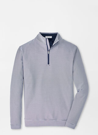 Peter Millar Perth Sugar Stripe Performance Quarter-zip In Navy/white