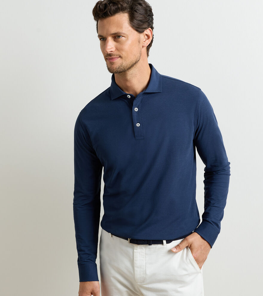 Cool Cotton Long-Sleeve Polo image number 2