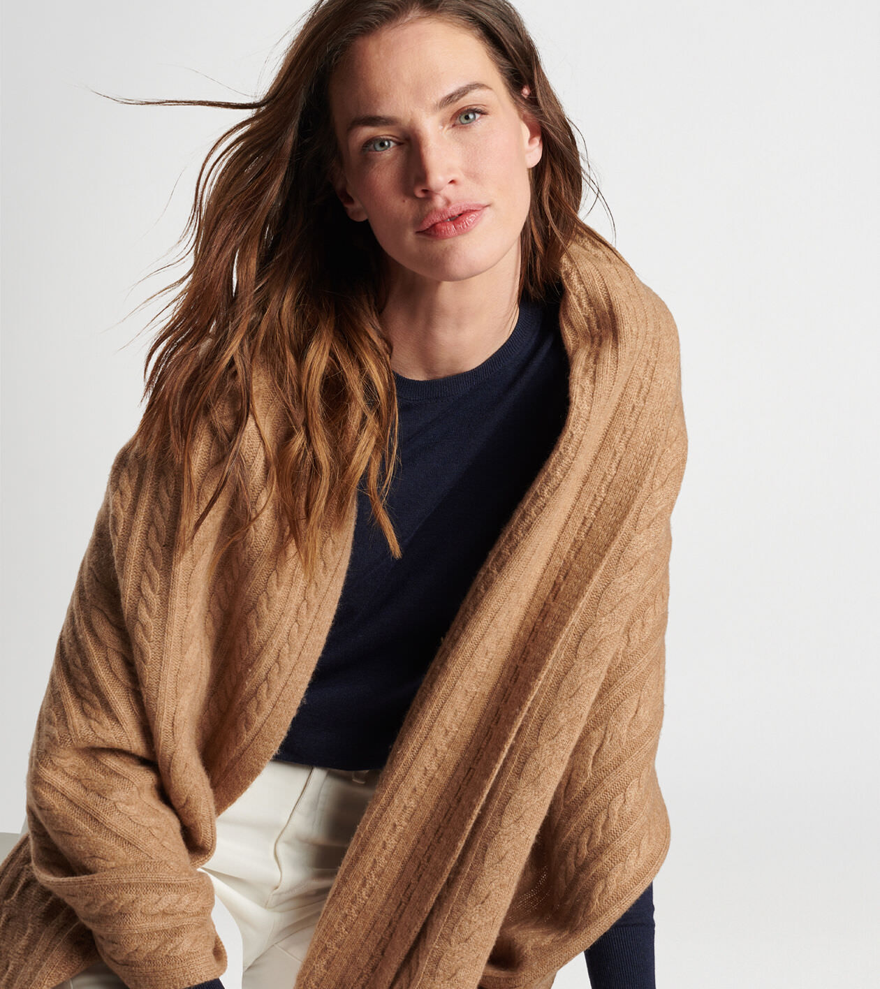 Cable knit cashmere scarf hot sale