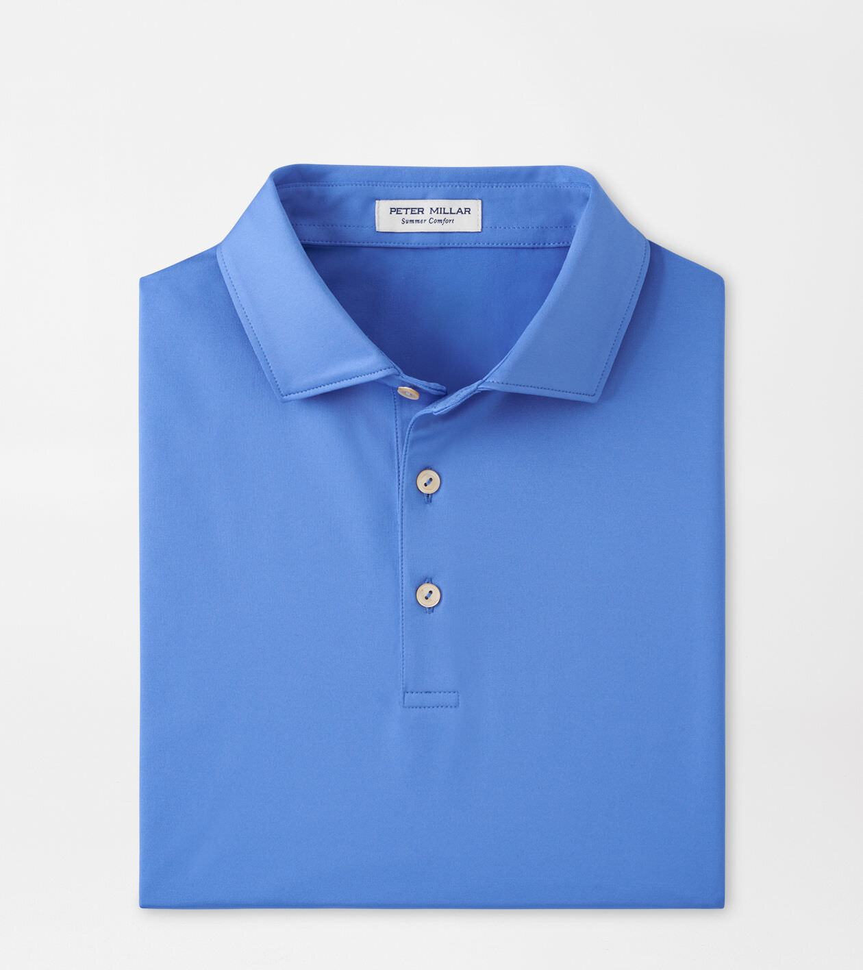 Peter Millar Marco Island Sunshine Solid Performance Jersey Sean Self Collar Polo Shirt - Navy