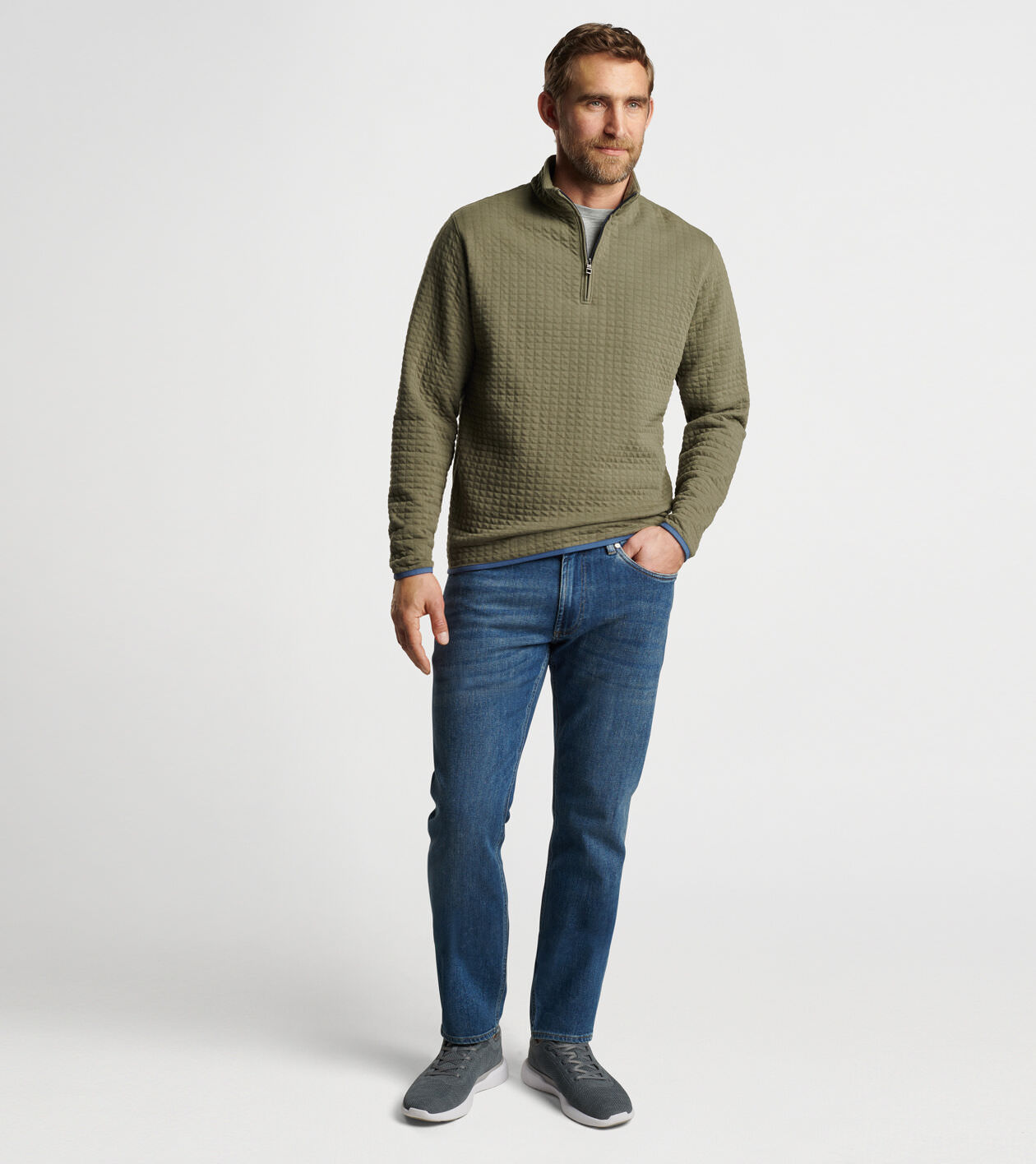 Quarter zip quilted pullover best sale