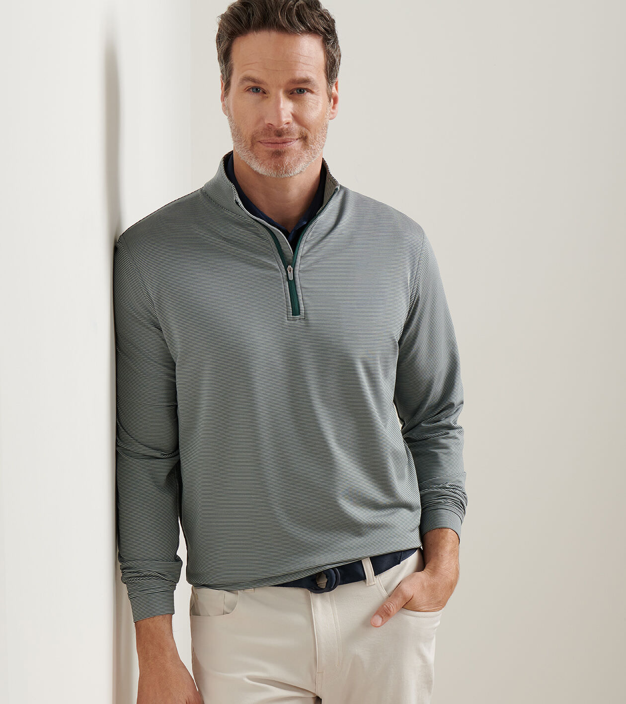 Exclusive cropped half slacks グレー　Mサイズ Perth Performance Quarter-Zip | Men's Pullovers | Peter Millar